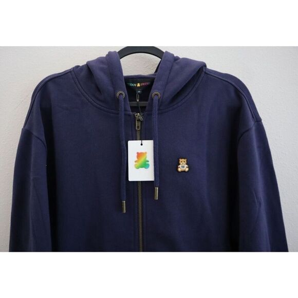 Teddy Fresh TF23FL78-TF1674 Unisex Sz M Navy Blue Classic Full Zip Fleece Hoodie - Picture 4 of 7